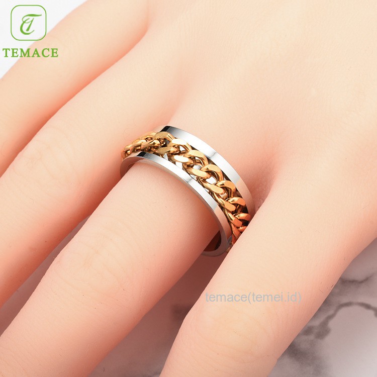 Cincin Titanium Wanita Lapis Emas Anti Karat CT20-18