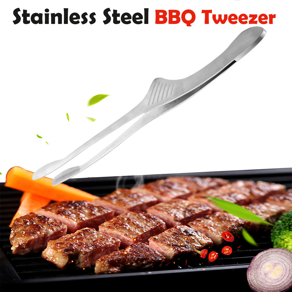 ELEGANT Meat Food Tweezers Grill Barbecue Tool BBQ Tongs Stainless Steel Fish Kitchen Utensil Beef Home Salad Food Clip/Multicolor