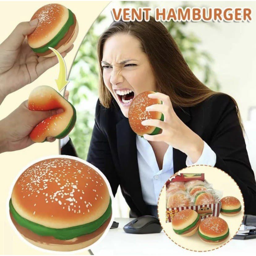 Squishy Hamburger Fidget Toys Mainan Anak Stress Ball Reliever Tiktok