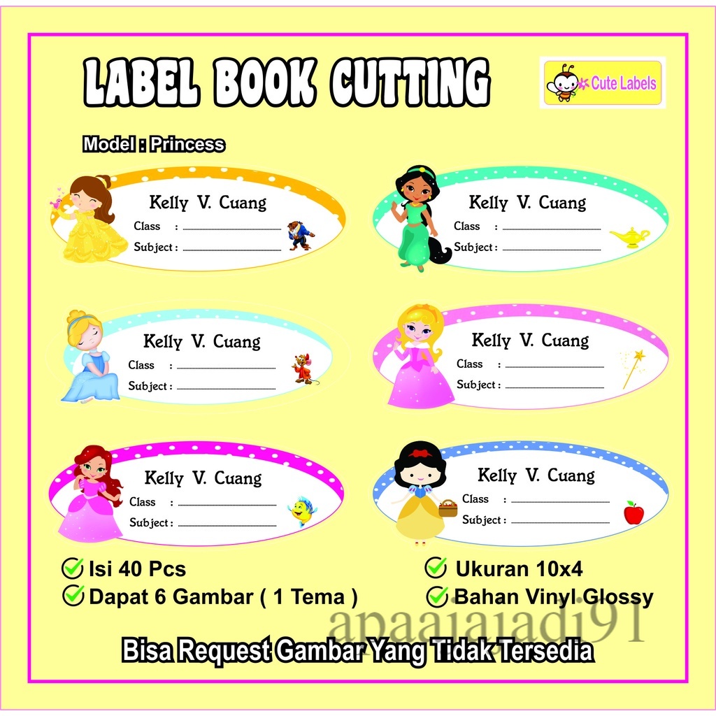 

Label Book Cutting PRINCESS CHIBI