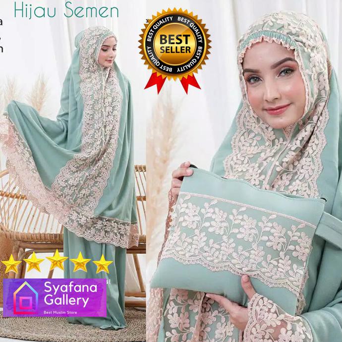 Ori&Terjamin Mukena Dewasa Shireen Bordir Katun Rayon Ala Syahrini Siti Khadijah Kd - Putih