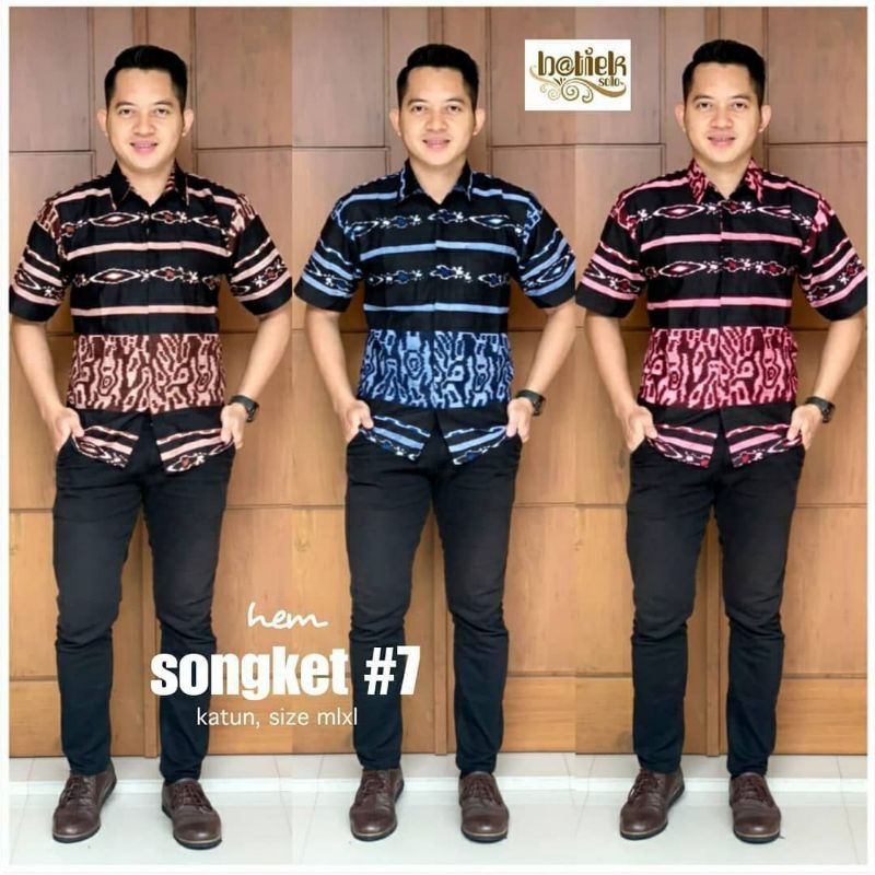 022 Zahira Batik HRB026 Kenongo Hem Kemeja Batik Pria Lengan Pendek  Katun Primis Halus M L XL