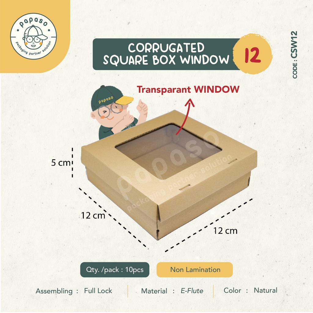 

Dus Box Mika 12x12x5 / Kardus / Corrugated (CSW-12) (Min. Order 1pack/10pcs)