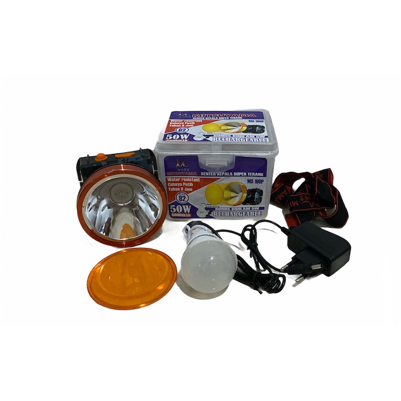 Senter Kepala/Headlamp Mitsuyama MS-160p/MS-170p 3 Mode 80Watt Pengisian Daya Charger