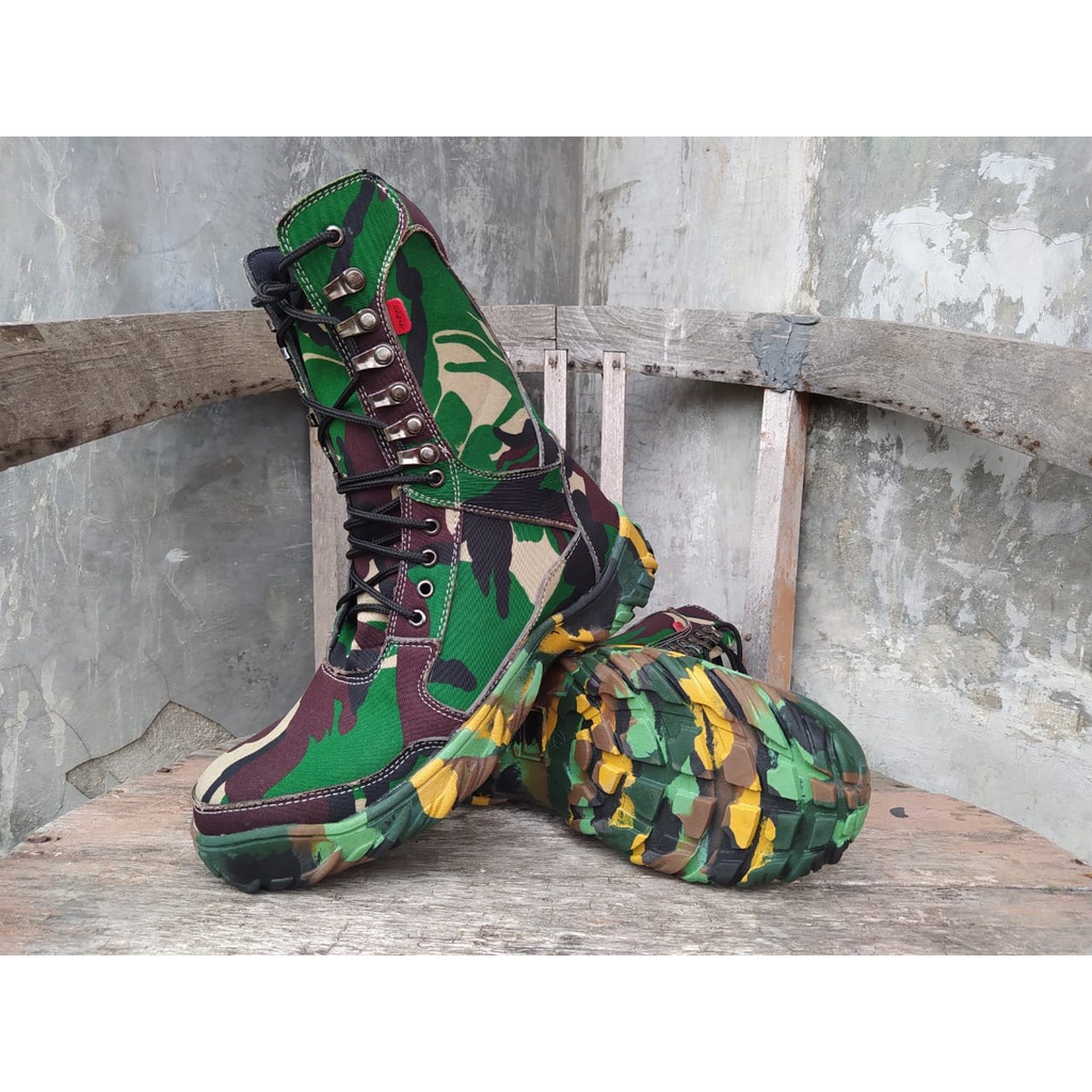 Sepatu pdl pria FULL Loreng  hijau tni au ad