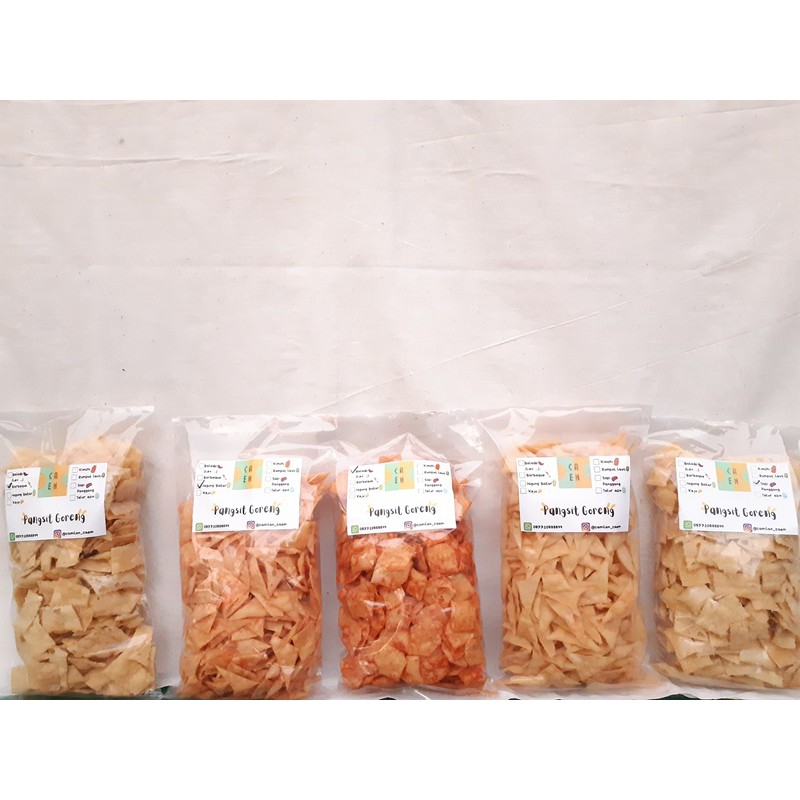 

CAMILAN/CEMILAN/SNACK KERIPIK PANGSIT GORENG ANEKA RASA 250 GRAM