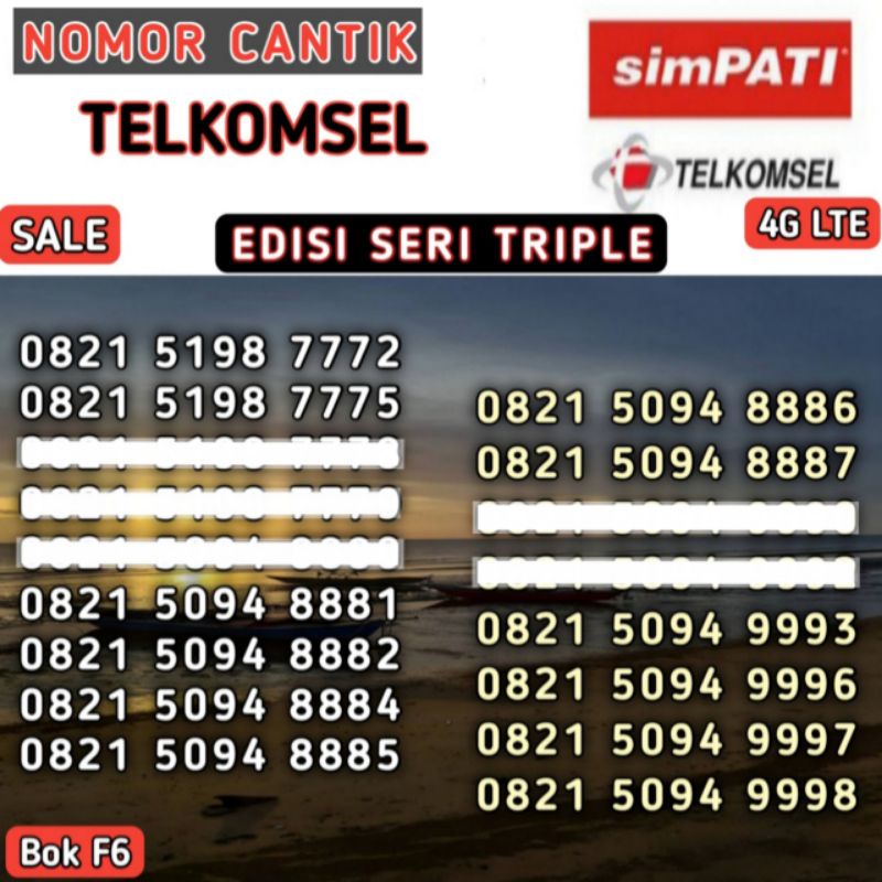 Nomor Cantik Kartu Perdana Telkomsel SIMPATI Seri Triple 0821