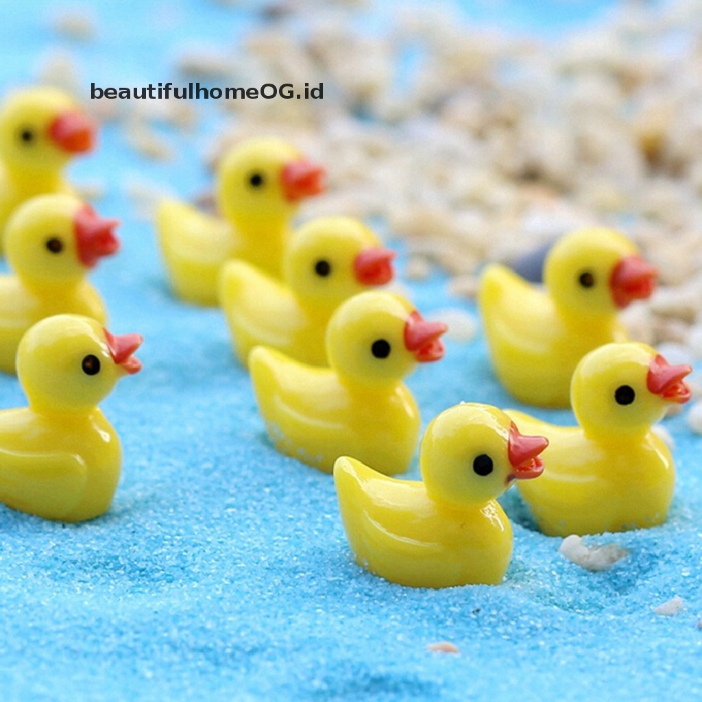 10pcs Miniatur Bebek Kuning Bahan Resin Untuk Dekorasi Taman Bonsai