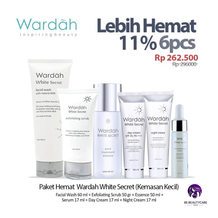 Skincare Mencerahkan wajah Wardah White Secret Kemasan Kecil 6 pcs