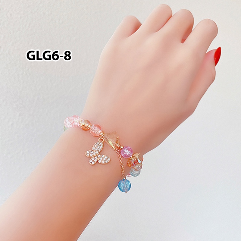 Gelang Wanita Korea Model Manik Batu Kristal Fashion Anak Perempuan Lucu Aksesoris Gelang Tari Import GLG6-GLG6-8