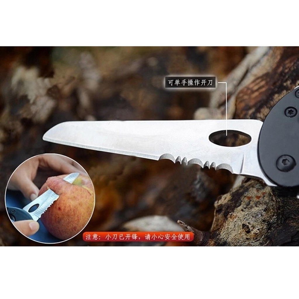 KNIFEZER Karabiner Pisau Lipat 5in1 Knife Survival EDC
