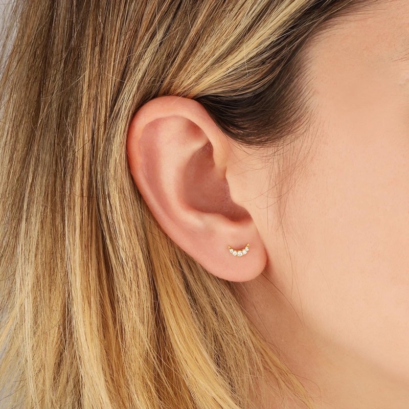 Ark.co - Crescent earrings anting earclimber kristal mini