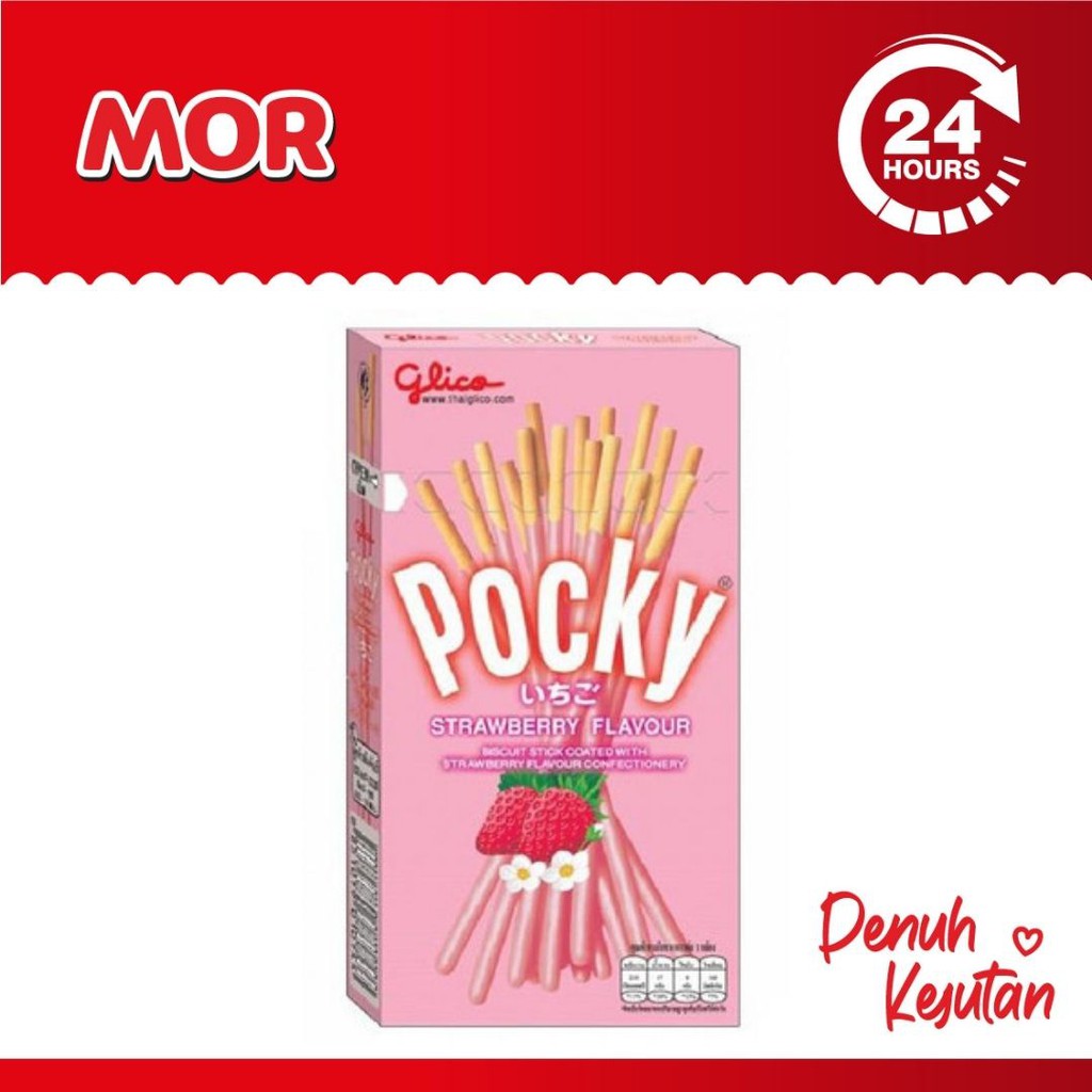 

POCKY Strawberry Stik Biskuit Salut Gula Stroberi 45 gr