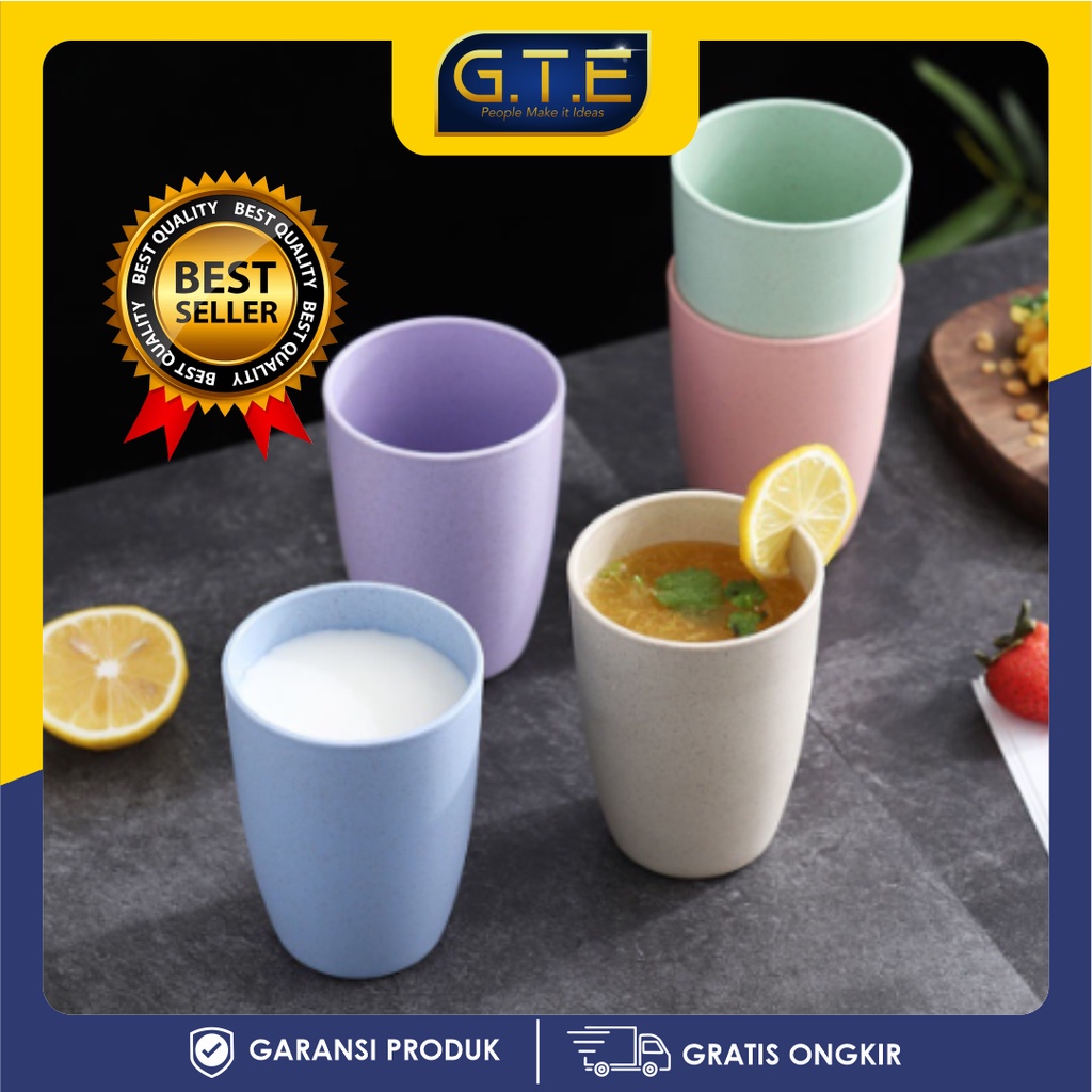 GTE | Gelas Wheat Straw Kopi Mug Cangkir | Gelas Gandum Kokoh | BPA Free | Gelas Bahan Jerami | Gelas Praktis Tanpa Pecah