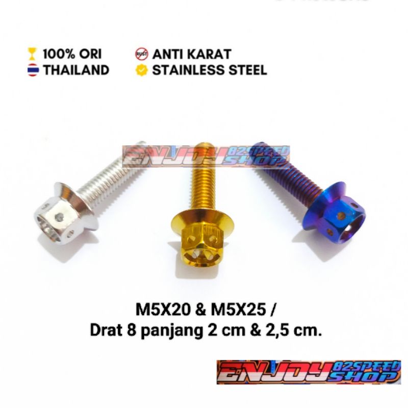 Baut Pb probolt asli Thailand M5 drat 8 panjang 2 cm &amp; 2,5 cm harga ( satuan )