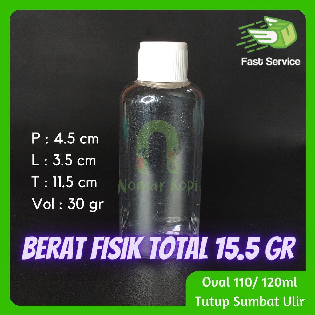 Botol 120ml Oval Tutup Sumbat Ulir