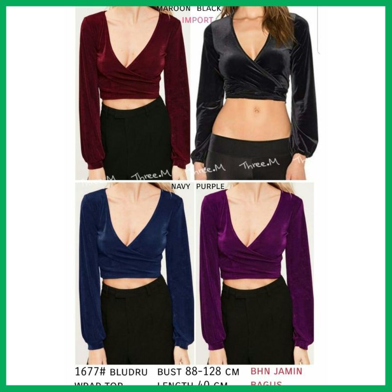 Baju Crop Baju Mini Seksi PTS TB HIGH QUALITY WF crop top bludru 1677