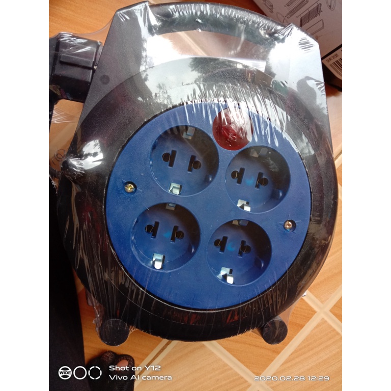 Kabel ROLL Listrik 10 METER Stop Kontak 4 Lubang Terminal Colokan dan LAMPU Indikator PROMO