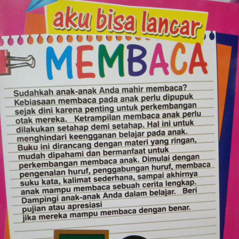 Buku aku bisa lancar membaca ba bi Bu be bo