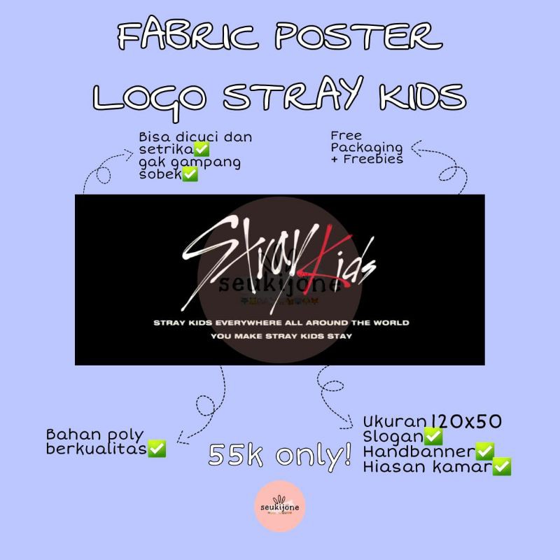Stray Kids Logo Fabric Poster/ Slogan Logo Stray Kids SKZ