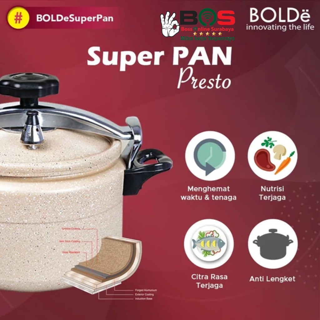 Bolde Panci Presto Granite 7 Liter Bolde Super Pan Presto Induksi