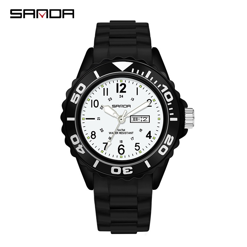 SANDA 1053 Jam Tangan Wanita Analog Tali Rubber Luminous Anti Air WATCHKITE WKOS