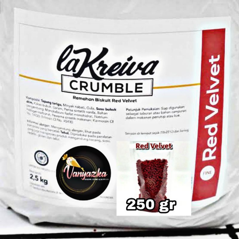 

Crumble Red Velvet/Remahan Cookie Red Velvet La Kreiva 250gr