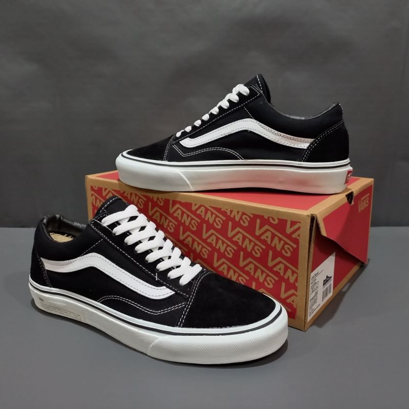 HDS X ADULT - sepatu sneakers casual pria sekolah kuliah canvas VANS OLD SCHOOL BLACK WHITE