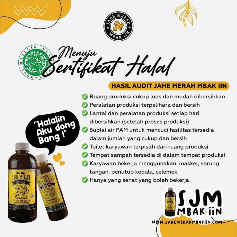 

sirup jahe merah mbak Iin 100% halal