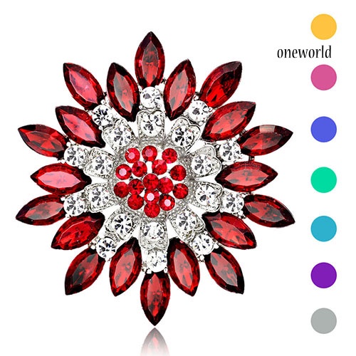 OW@ Women Fashion Flower Brooch Crystal Rhinestone Jewelry for Wedding Party Gift