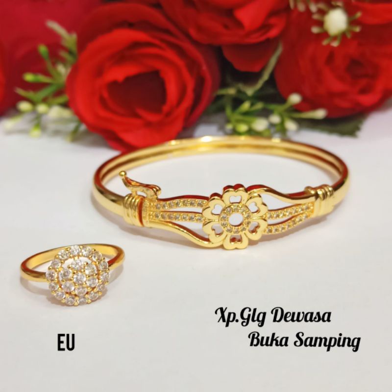 Gelang Bangkok permata zircon Dewasa FREE Cincin Gold variasi motif,tidak karat *COD*