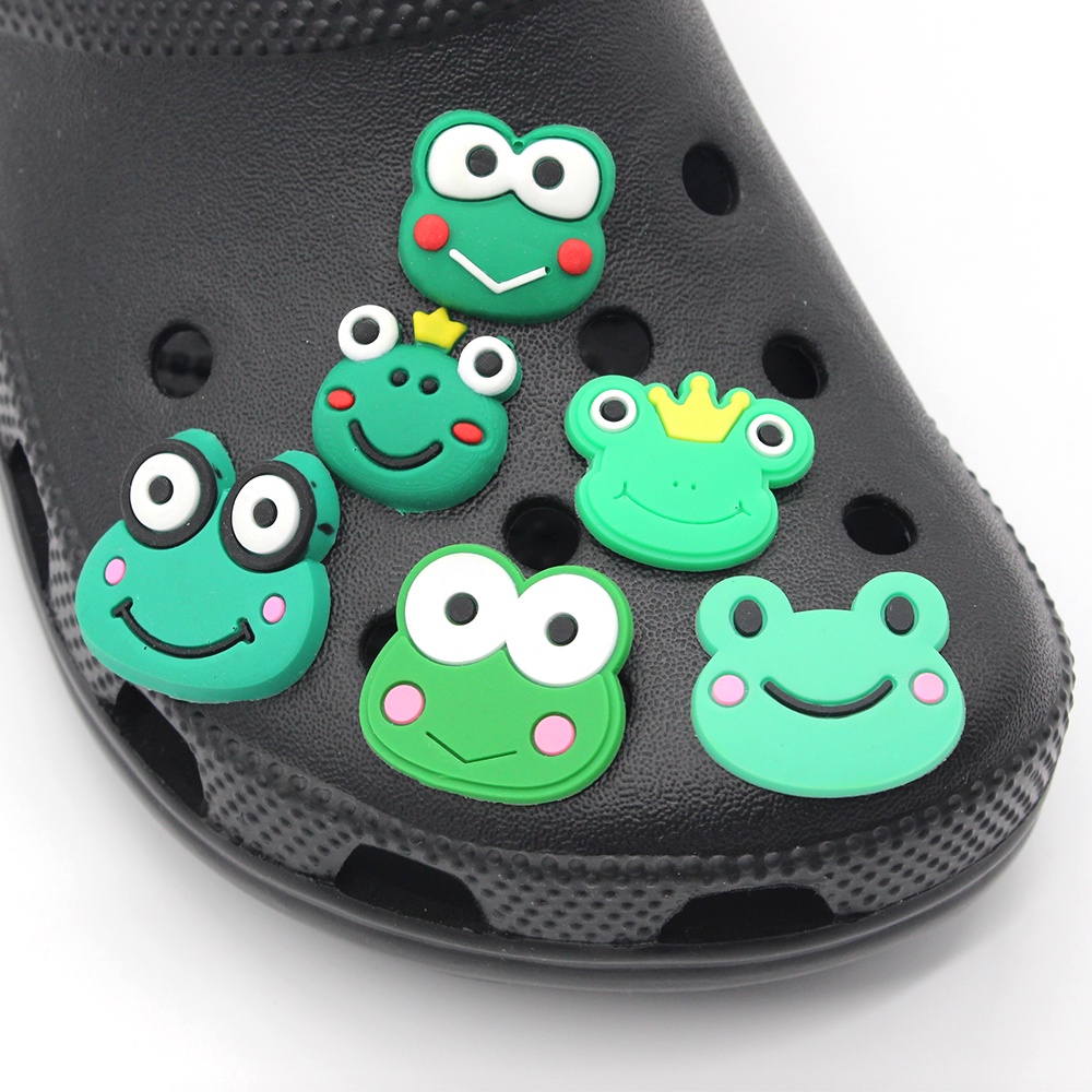 Jibbitz 1pcs shoe charms Crocs Pin Bentuk Kartun Kodok Bahan DIY untuk decorate Sandal accessories