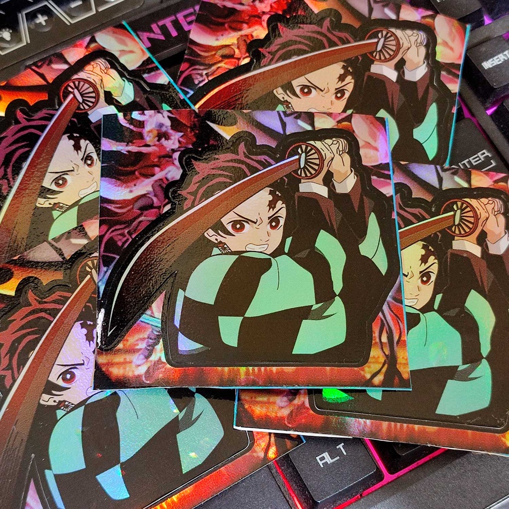 STICKER STIKER HOLOGRAM ANIME -KNY TANJIRO KAMADO  - STIKER kimetsu no yaiba