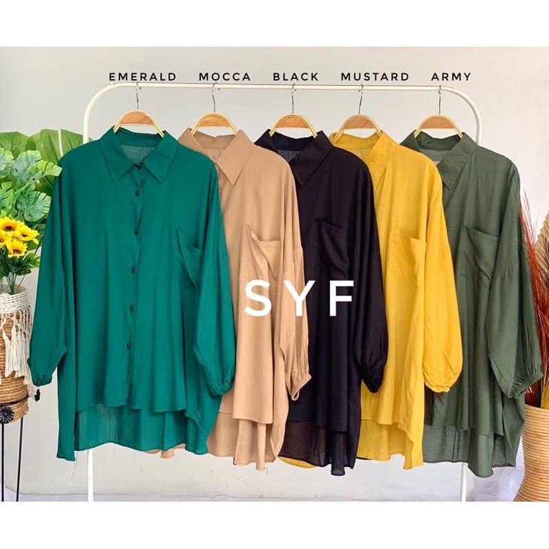 KEMEJA OVERSIZE KATUN RAYON LENGAN BALON JUMBO (KEMEJA)