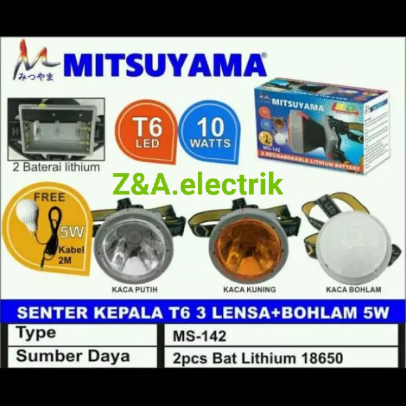 Senter Kepala Headlamp MS-142 MULTIFUNGSI 10W BOHLAM