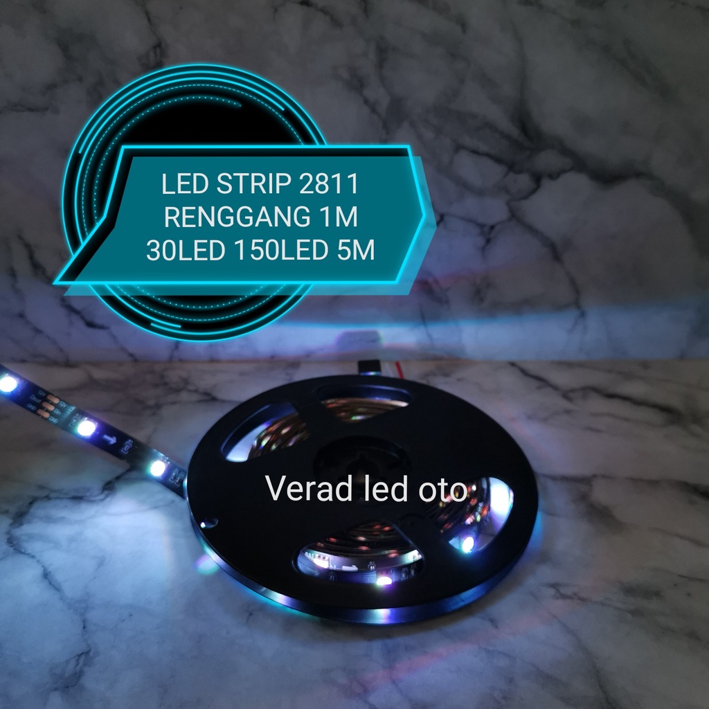 Led strip ws2811 ws 2811 150led 12Volt 12V 5 meter strobo black pcb hitam 30 led per meter