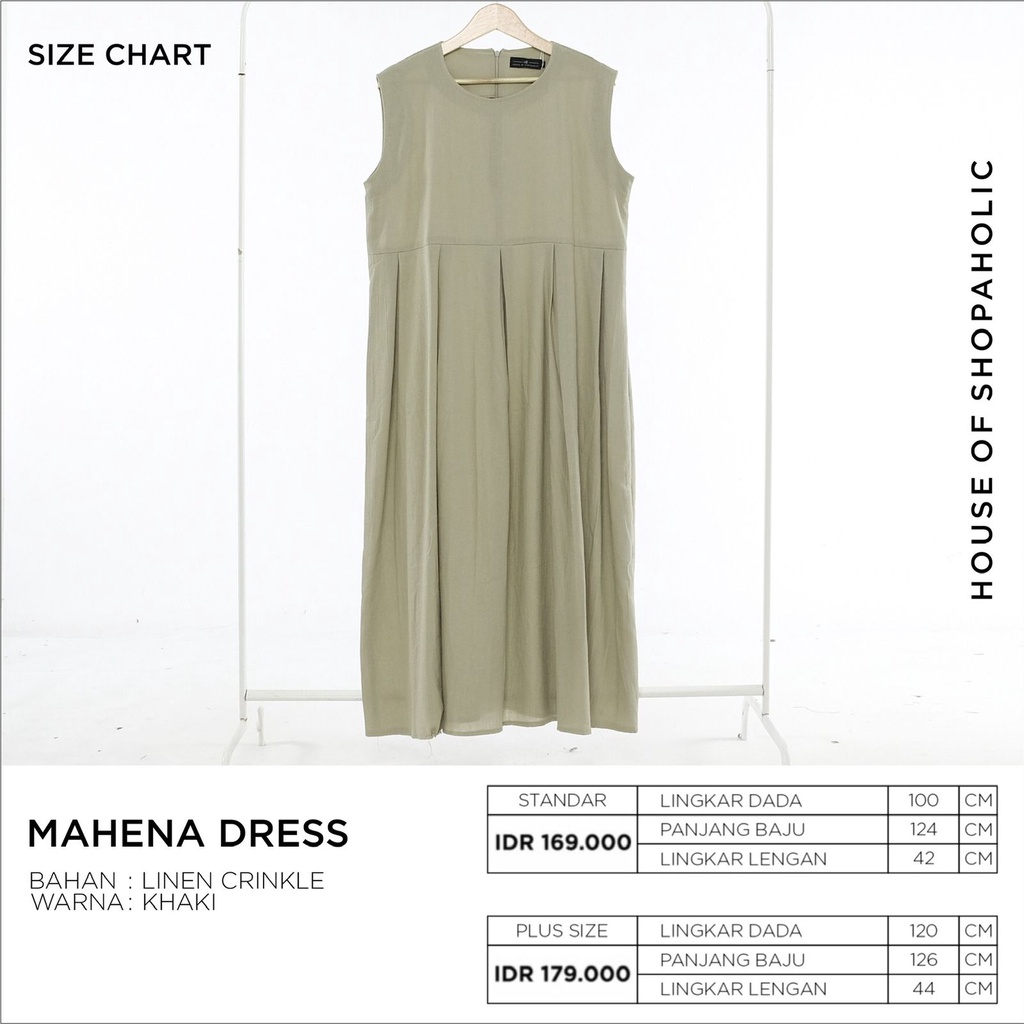 Hosofshopaholic - MAHENA DRESS - Pakaian Wanita - Dress - Casual Dress - Sleeveless Dress - Maxi Dress - Dress Linen - Lentera Collection - Allsize-KHAKI