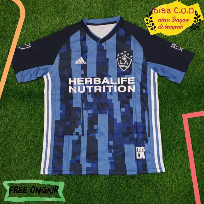[COD]382 JERSEY BOLA BAJU KAOS OBLONG POLOS PRIA FUTSAL LA GALAXY AWAY OFFICIAL ORI MURAH