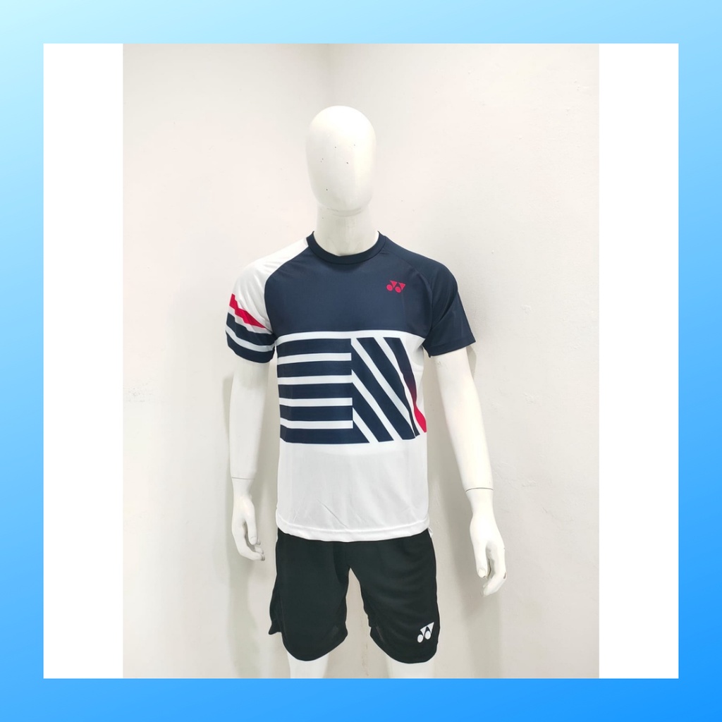 Kaos bulutangkis pria baju badminton dan celana jersey setelan wanita dewasa t-shirt outfit seragam jarsey kostum olahraga pakaian apparel sport jersy bulu tangkis casual jersi sudirman cup suit Y170 navy polos