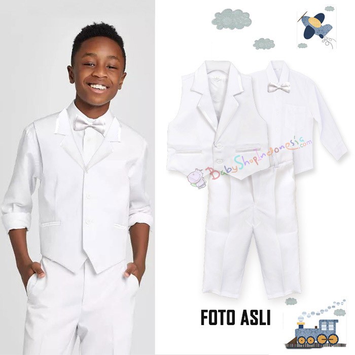 TX Setelan Rompi Anak Murah Baju Pesta Anak Cowok Rompi Jas Anak Putih - 3 tahunan NEW 094