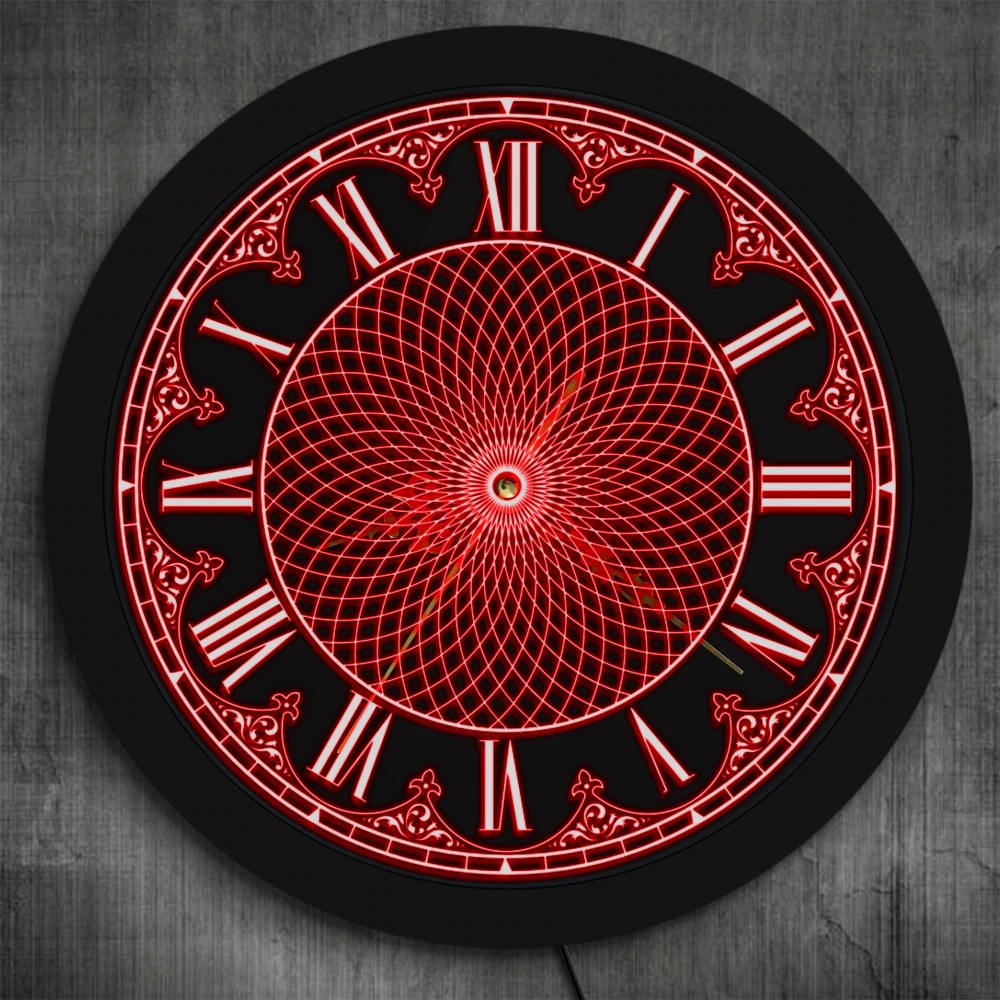 Retro Roman Numerals Wall Clock Mandala Led Lighting Home Decor Geometric Wall Art 3d Shopee Indonesia