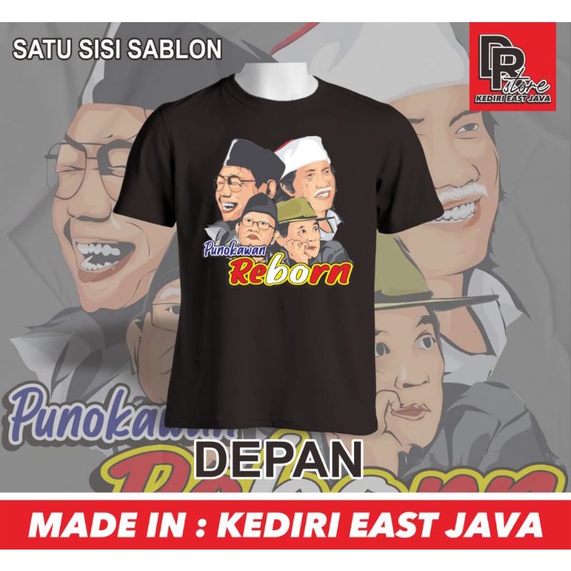 Kaos Santri sablon (Punokawan Reborn), Sudjiwo Tedjo, Gus Dur, Gus Mus & Gus miek