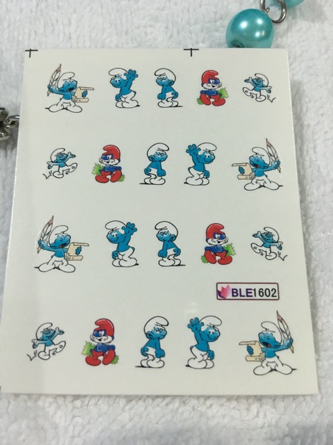 Smurfs Water Decal Transter Nail Art Sticker/stiker kutek