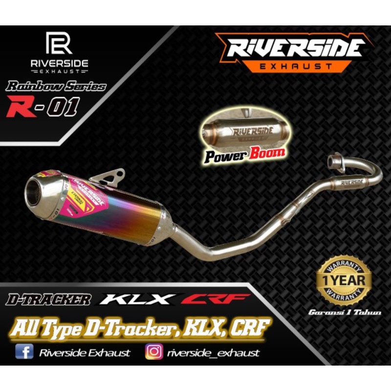 KNALPOT ORIGINAL CRF 150L KLX DTRACKER ORIGINAL RIVERSIDE EXHAUST PELANGI R-01 GARANSI 1 TAHUN / Kna