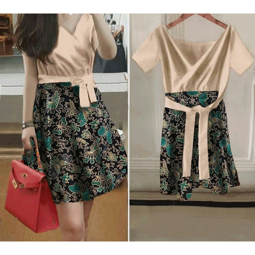 MD KENARI VS warna putih dan coksu dress rokbatik wanita bagus cantik anggun murah terlaris model