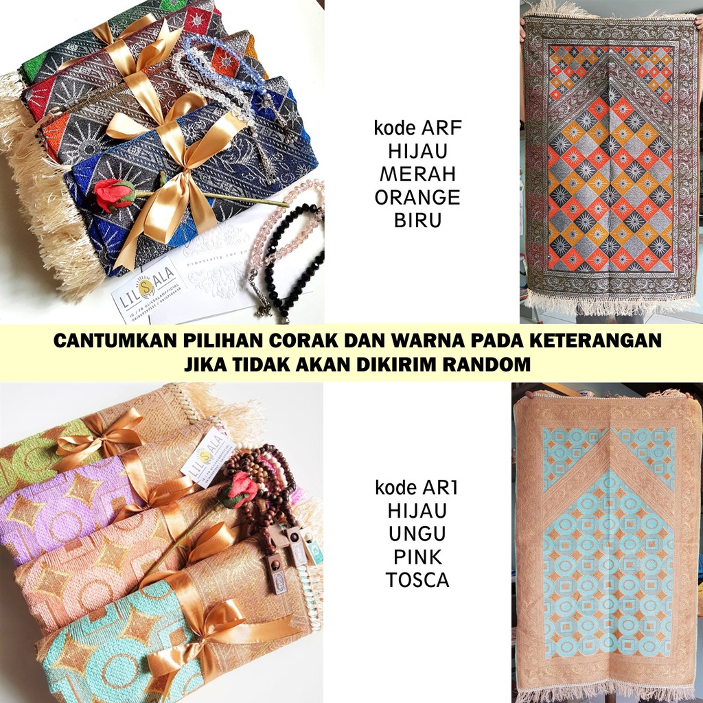 [TARMsbln] Sajadah Turki sablon nama Free Tasbih Kayu Packing Tile Souvenir Tahlil Aqiqah 4 Bulanan