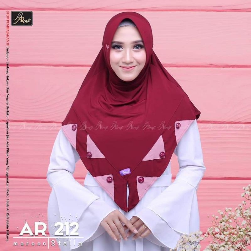 Hijab arrafi AR 212  hijab instan | INAYAHHIJAB-Maroon