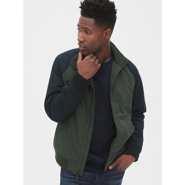 Jaket GAP Two Tone Harrington Slim Jacket Army Green Navy Original Men