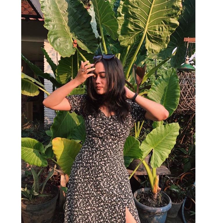 D0294 JISOO BLACKPINK KOREAN FLORAL VINTAGE DRESS G12H