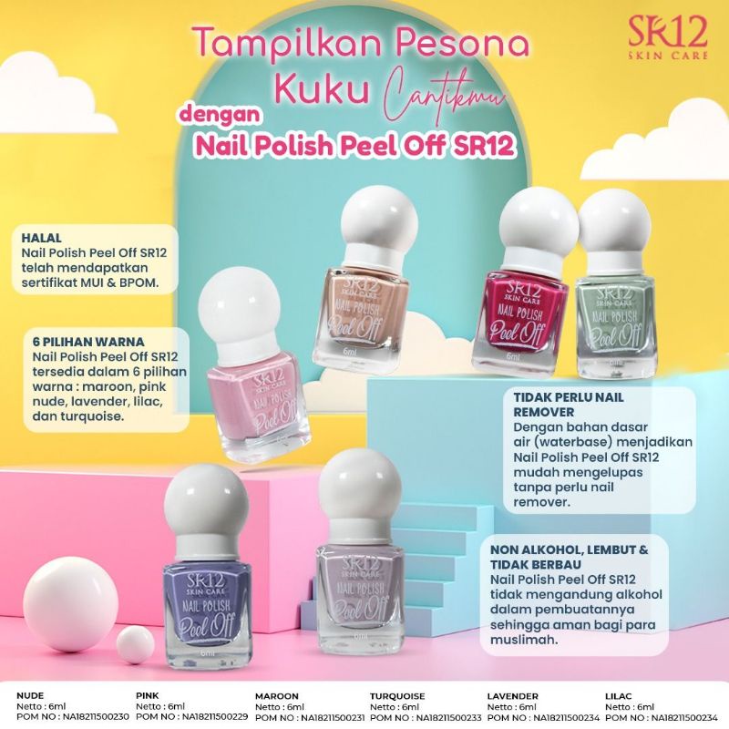 Nail Polish Peel Off  SR12 Kutek Kuku Halal Waterbase